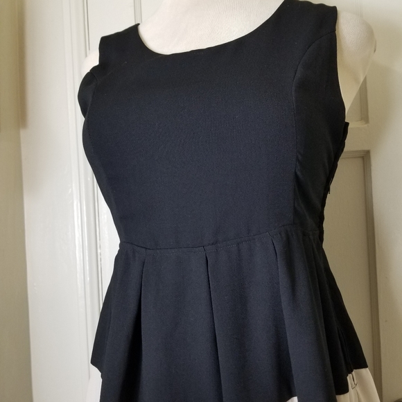 YA LOS ANGELES black tan stripe sleeveless open back fit and flare dress L - Picture 3 of 9